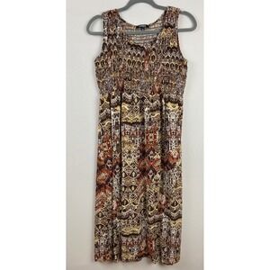 Elementz Smocked Midi Dress Women Petite XL Boho Cottagecore Earthy